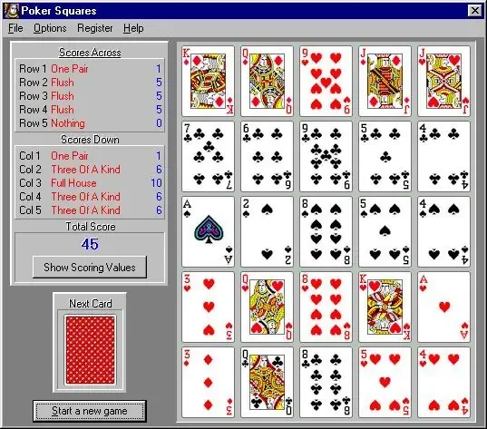 Amazing Poker Squares